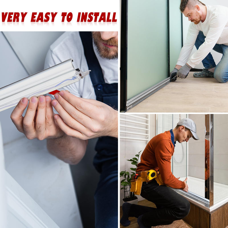 32" Chrome Framed Shower Door Replacement Drip Rail with Shower Door Bottom Sweep and 2 Applied Mounting Tape (32inch) 32inch