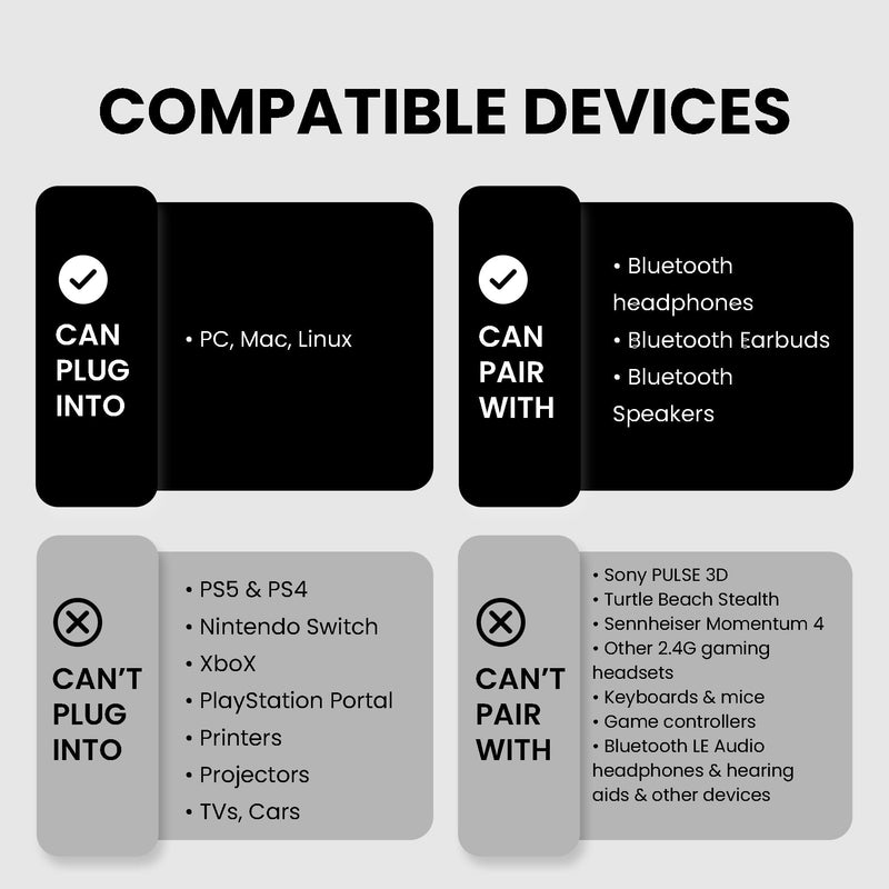 Avantree C81-PC - USB-C Bluetooth 5.3 Adapter Dongle for PC & Mac, with aptX-Adaptive & Low Latency, Wireless Audio Transmitter to Bluetooth Headphones & Earbuds for Computer Desktop Music Work Calls