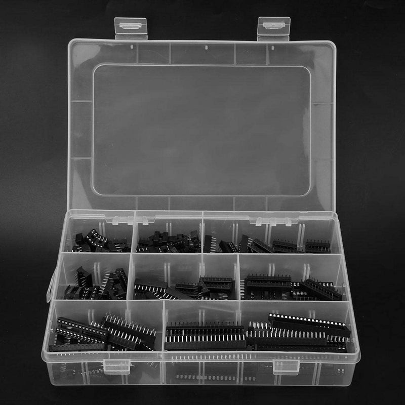 Sockets Solder 122 Pcs IC Socket Adapter Electronic Component Connector Pitch Double Row Assortment Kit for Experiments and DIY Projects DIP-8 6 14 16 18 24 28 40Pins 2.54mm