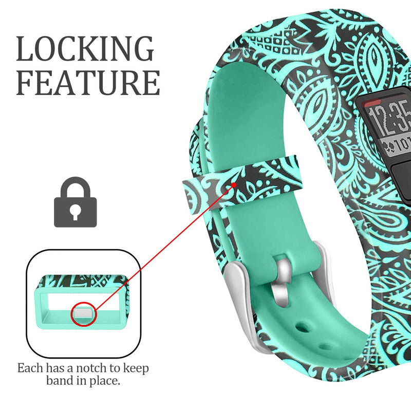 Bands Compatible for Garmin Vivofit JR Bands Vivofit JR 2 Bands/vivofit 3 Bands Accessories Replacement Watchbands Starp for Kids Boys Girls Women with Metal Secure Clasp for Garmin Vivofit 3 JR,3PCS Teal&Teal & Black&Teal & Lavender