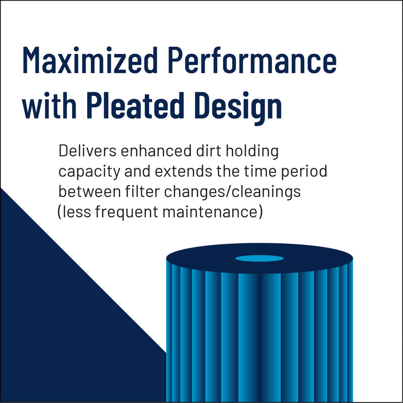 Pentair Pentek R50-BB Big Blue Pleated Polyester Sediment Water Filter, 10" x 4.5", 50 Micron, Whole House Reusable Cartridge, Pack of 2 10" x 4.5"