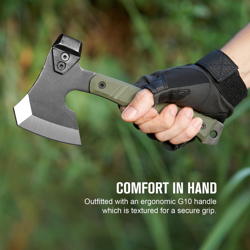 OKNIFE Otacle A1 Mini Multifunctional Hatchet, Rugged, Full Tang, 2-in-1 Hatchet, Comfortable, Non-Slip Grip with Durable Kydex Sheath A1 Mini (OD Green)