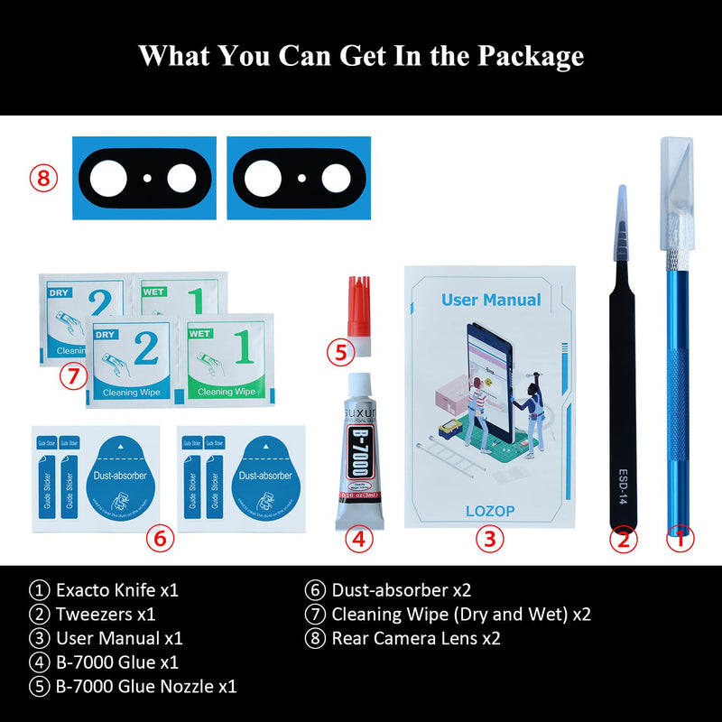 2 Sets Rear Camera Lens Glass Replacement with Adhesive Pre-Installed Compatible for Google Pixel 7 with Repair Tools and User Manual