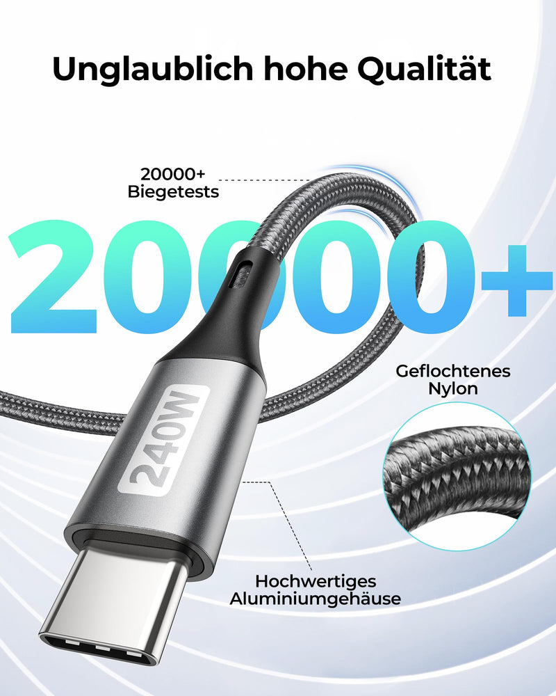 Silkland USB-C to USB-C Cable Short 15 cm Angle 240 W 48 V/5 A, PD3.1 & QC4.0+ | Charging cable 90 degrees 0.15M for iPhone 17 16 15/Pro Max, Galaxy S26 Ultra S25 S23 S22 S21, MacBook Pro/Air, iPad Pro/Mini, Pixel 0.15M