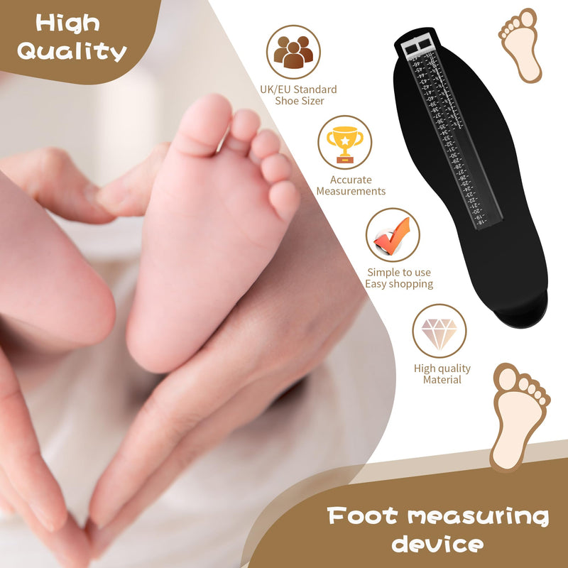 Foot Measuring Device, Shoe Sizes Measuring Sizes with 1 Measuring Tape Feet, Children Adult Shoe Measuring Device for EUR UK Shoe Measuring Device (Black)