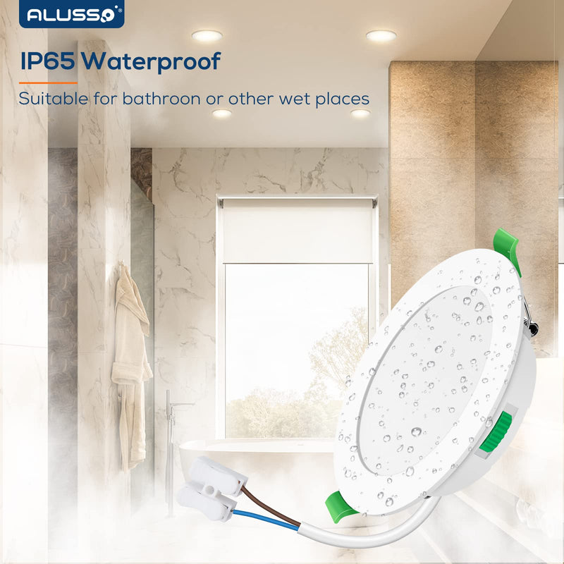 ALUSSO LED recessed spotlight ultra flat 7W 230V, LED ceiling spots dimmable IP65 bathroom, 580LM LED spots, warm white 3000K neutral white 4000K cool white 6500K LED recessed spots for kitchen living room, set of 6