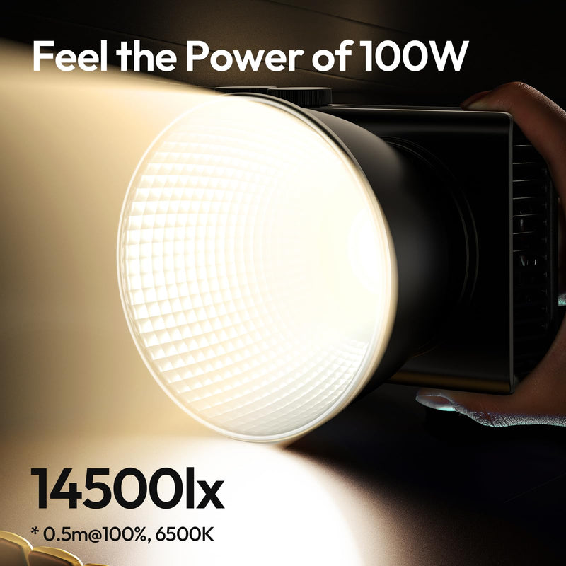 Ulanzi C01 100W COB Lights - PD 3.0 Powered, Led Video Light 2700K-6500K,14500Lx,CRI 96+, Knob Control, Compact & Lightweight (343g), Type-C Power Supply,for Portrait/Studio Lights,Mini Bowens Mount