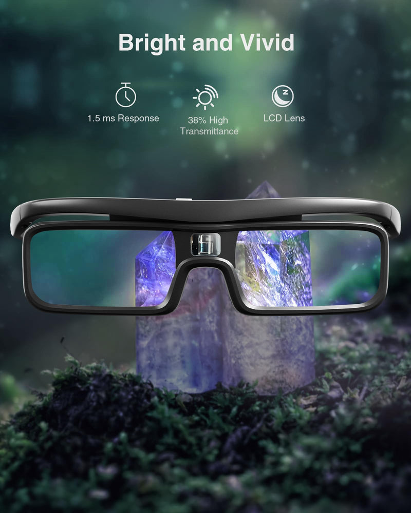 AWOL VISION DLP Link 3D Glasses, Rechargeable Active Shutter Eyewear Compatible with AWOL VISION LTV-3000 Pro and LTV-3500 Pro, Vanish TV & Other DLP-Link 3D projectors (2 Packs) 2 Packs