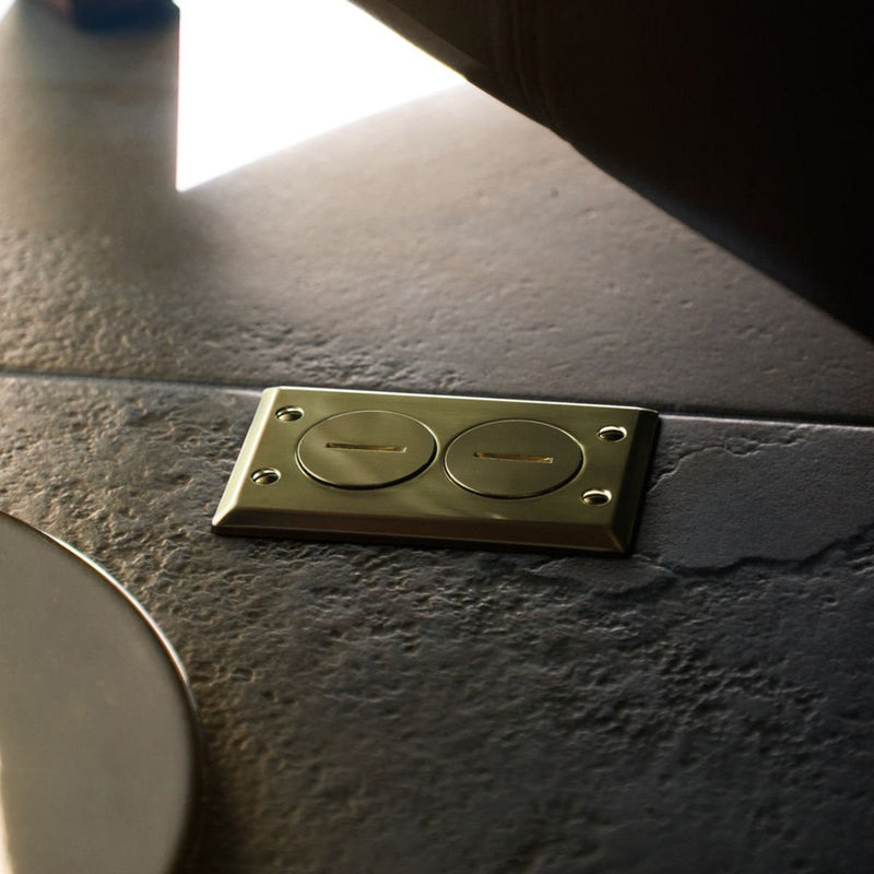 RACO 6500BR-5 Rectangular Metallic Floor Box Kit with Brass Finish Cover Plate, Electrical Outlet Cover with Plug Covers for Electrical Outlet, Brass