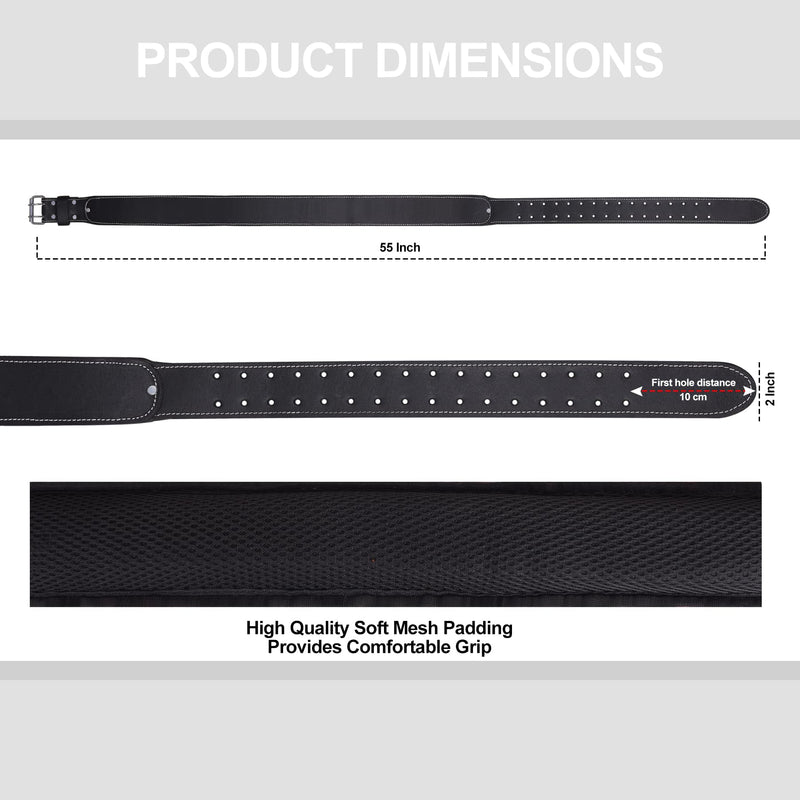 FUERI Premium Leather Work Belt | Adjustable Tools Work Belt for Suspender and Pouches with Padding Covered with Mesh for Carpenter, Electrician, Framer, Mechanic (Black) Black