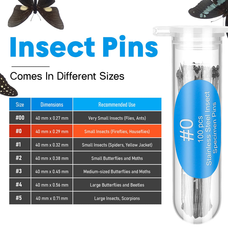 iplusmile Pack of 300 Stainless Steel Insect Specimen Entomology Dissection Butterfly Collections Needles for School 4X0. 05Cm 4X0.05CM