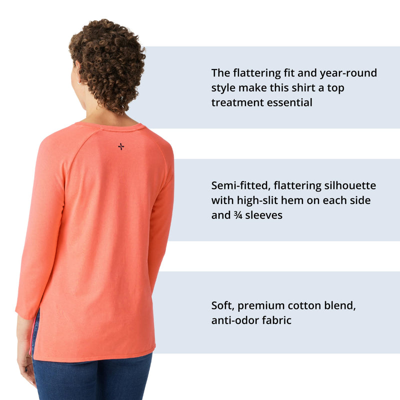 Care+Wear Womens Long-Sleeve Chest Port Access Shirt Large Coral