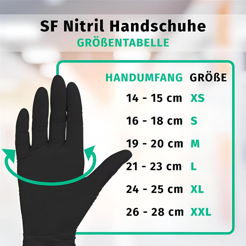 Nitrile Gloves, Box of 100 (S, Black) Disposable Gloves, Examination Gloves, Powder-Free, Non-Sterile, Latex-Free, Black, X Small | Puderfreie Einmalhandschuhe für Tattoo, Werkstatt, Küche, Reinigung und Haushalt; vielseitig für Gewerbe und Alltag