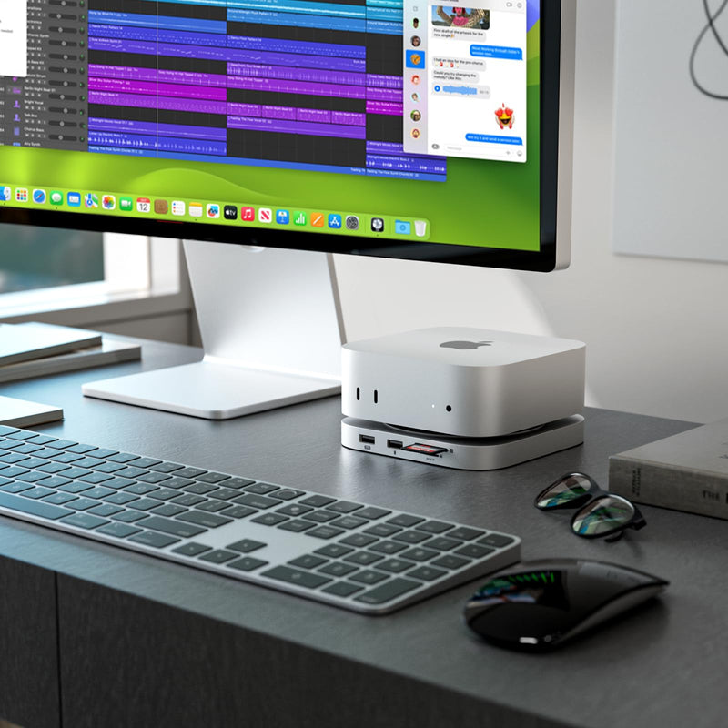 Minisopuru iExpandMate MINI4PRO Mac mini M4 Dock with 4K@60 HDMI, 8TB M.2 NVMe SSD Enclosure, Mac mini Hub & Stand for Mac mini M4 and M4 Pro 2024 (TF/SD Slot, 3* USB-A 2.0, Audio) | Silver