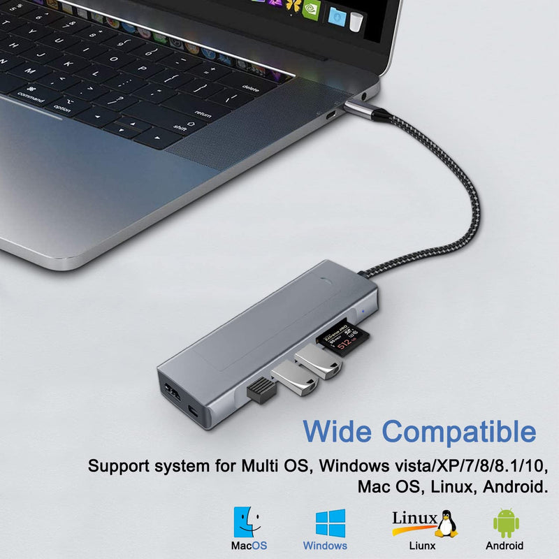 GKI 8-in-1 USB C Hub with M.2 NVMe/SATA SSD Enclosure with 1 * 4K HDMI, 1*USB C 3.1, USB 3.0,USB 2.0, SD/Micro SD Card Slots, 100W PD Compatible with USB C Port of Computer.