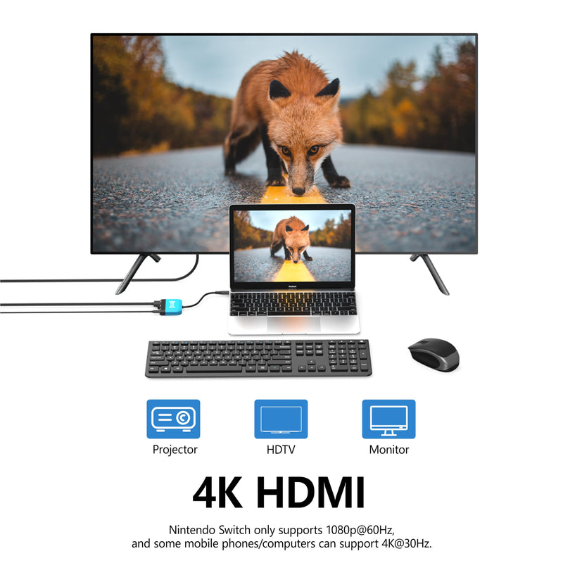 Switch Dock for Nintendo Switch/OLED Switch,3-in-1 Portable TV Dock with 4K HDMI USB 3.0 Port USB C PD 100W Charging,Travel Docking Station Replacement for Switch Blue