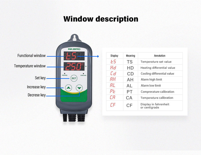 Inkbird ITC-308 Temperature Control Sockets 220V Thermostat with NTC Sensor Probe for Greenhouse Reptiles Terrarium