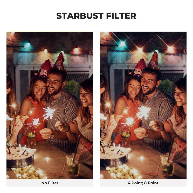 K&F Concept 82mm Variable Star Filter Cross Screen Starburst Filter 4, 8 Points -18 Layer Coating Ultra Slim Optical Glas Camera Lens Filter with 3 Cleaning Cloth