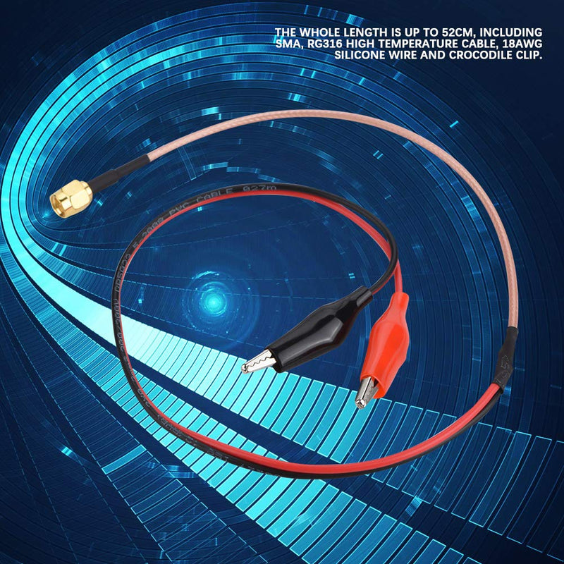 Elprico High Frequency Interconnect Cable, 52cm Red Black Measurement Cable, Includes SMA RG316 High Temperature Cable 18AWG Silicone Wire and Alligator Clip