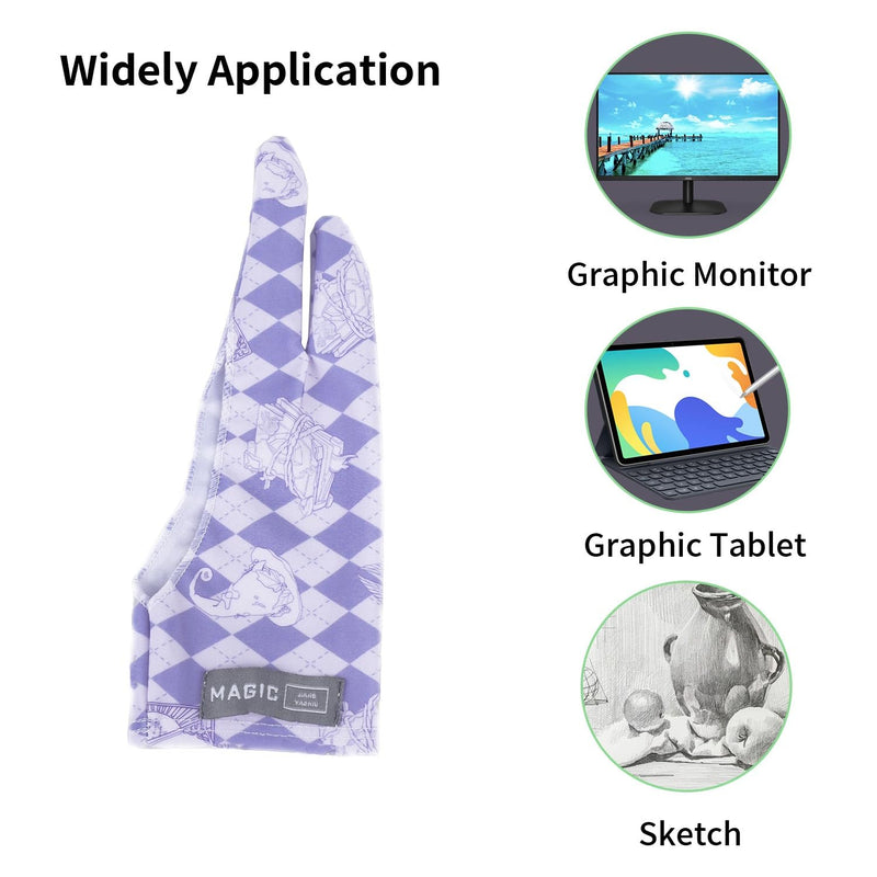 Artist Drawing Glove Art Two-Finger Glove Animal Print for Drawing Tablet/Pen Display/iPad for Right and Left Hand Blue