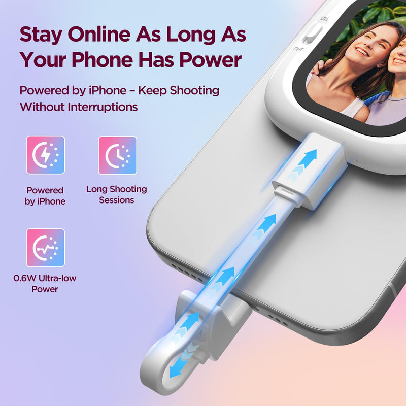 Phone Vlog Selfie Monitor Screen, Exclusive Outdoor AMOLED HD Display, Sunlight Visible, Fully Unlock Your iPhone Rear Camera for Vlogging, Recording, and Live Streaming, Compatible with iPhone 2.13 inch screen