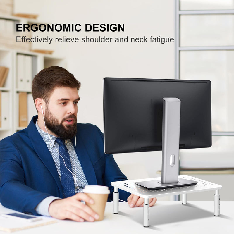 Bracwiser Monitor Stand Riser, Metal Computer Stand, 3 Height Adjustable Screen Riser with Mesh Platform for PS4, Laptop, Printer, Notebook and All Flat Screen, Holds Up to 20KG 1 PACK