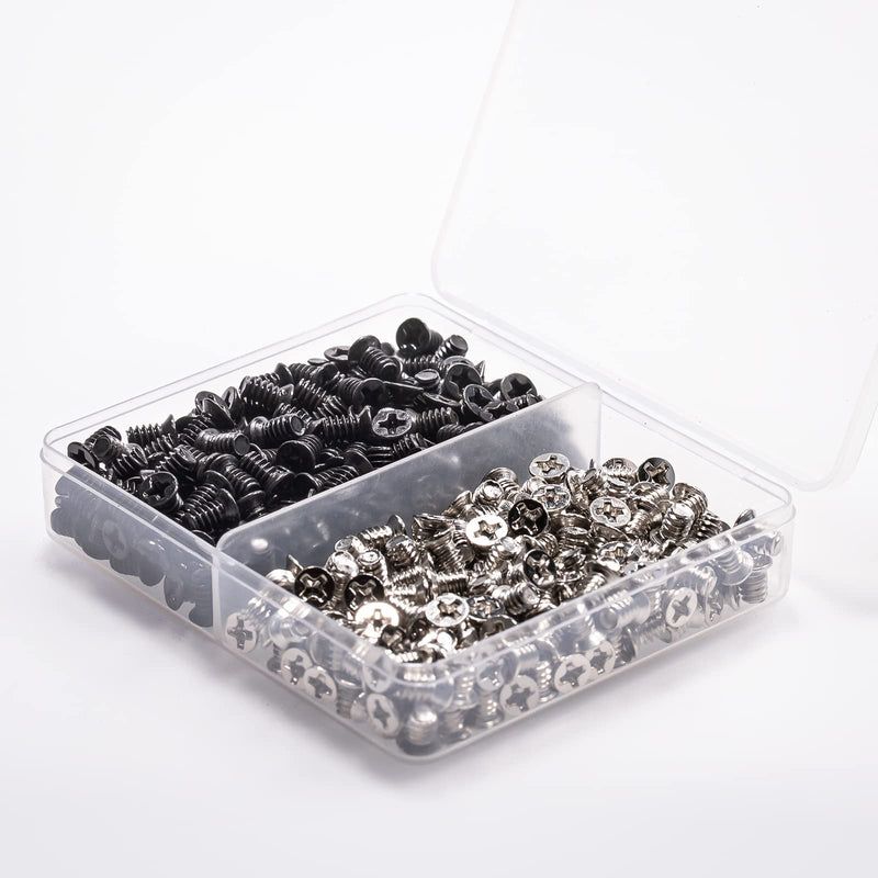 Hard Drive Screws KM6#-32 Flat Head Screws Countersunk Phillips Head for 3.5" HDD (400 Pcs, Black 200+Silver 200)