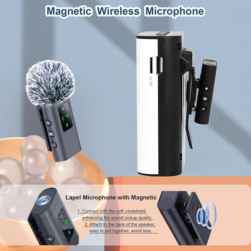 Newest Voice Amplifier Wireless Microphone, Classroom Microphone for Teachers, PA System with Wireless Microphone and Speakers for Yoga, Meetings, Speeches, and Tours, White