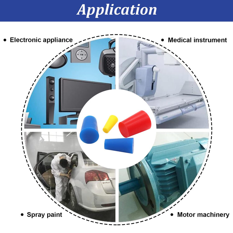 Tnisesm 42Pcs High Temp 1/16" to 3/4" Silicone Rubber Tapered Plug Kit for Powder Coating, Cerakote, Paint & General Sealing - Non-Toxic, Flexible & Reusable