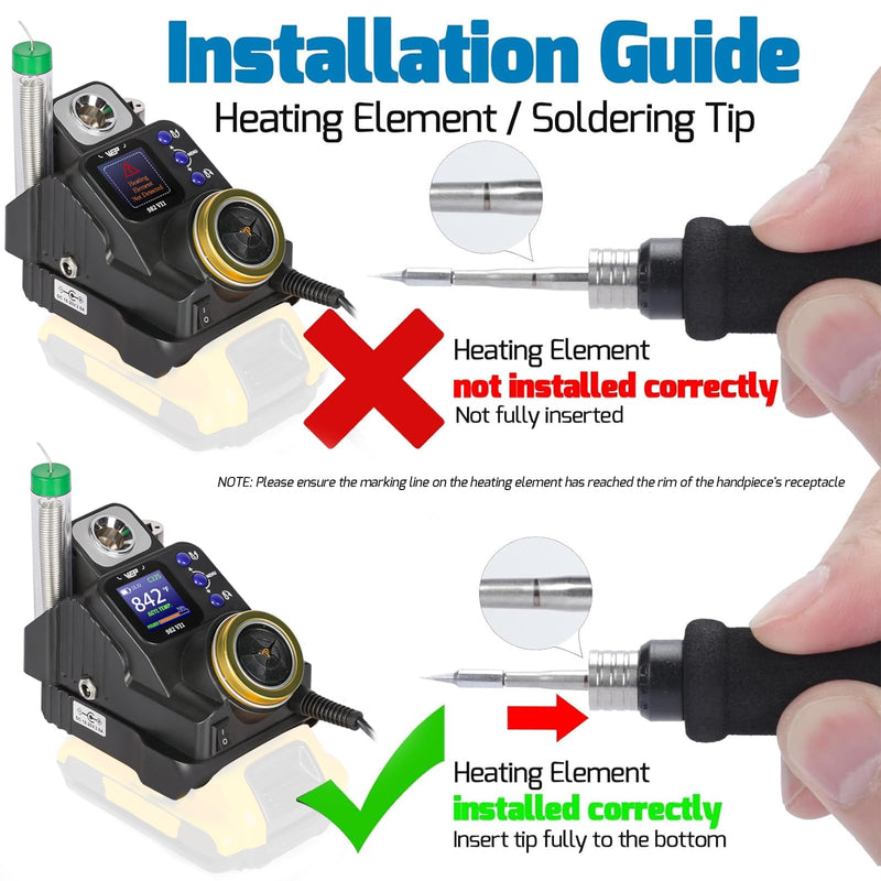 WEP 982-VI 1 Cordless Soldering Station for Dewalt 20V Battery Soldering Iron Kit with Integrated Holder, Tips Cleaner, °C-°F Conversion, Sleep Mode, 5 C235 Compatible Tips, 0.8mm Solder Wire 982-VI 1 for Dewalt