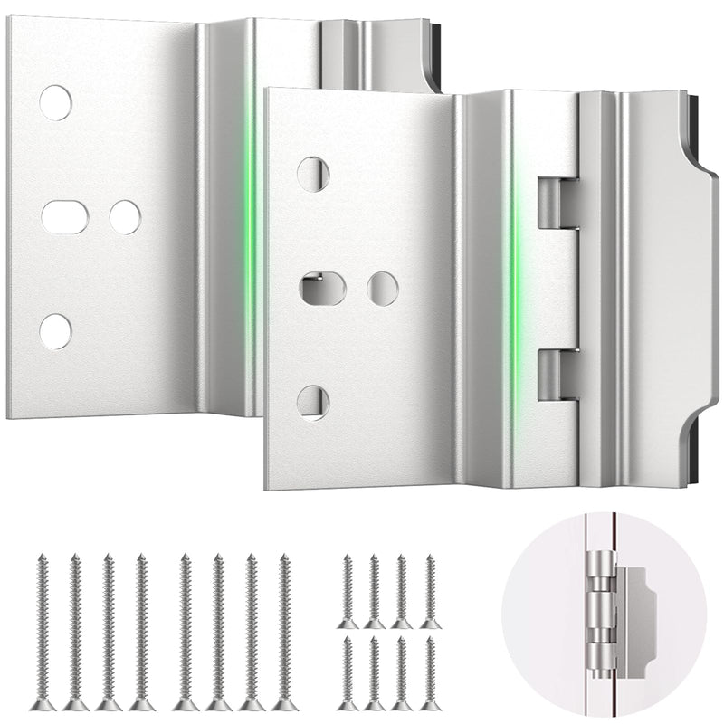 Home Security Door Lock, Upgraded Non-Spring and Flip Design for Easy to Open, Withstands 1200 lbs Force, Childproof Door Reinforcement Lock for Inward Swinging Doors, Silver, 2 Pack New 2 Pack