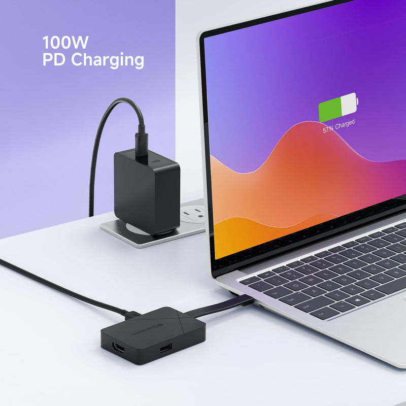 [Designed for Microsoft Surface] Cable Matters 4-in-1 USB C Hub HDMI 4K@60Hz 100W Charging, 10Gbps USB and USBC, Compatible with Surface Pro/Laptop/Book with USBC or Thunderbolt 4