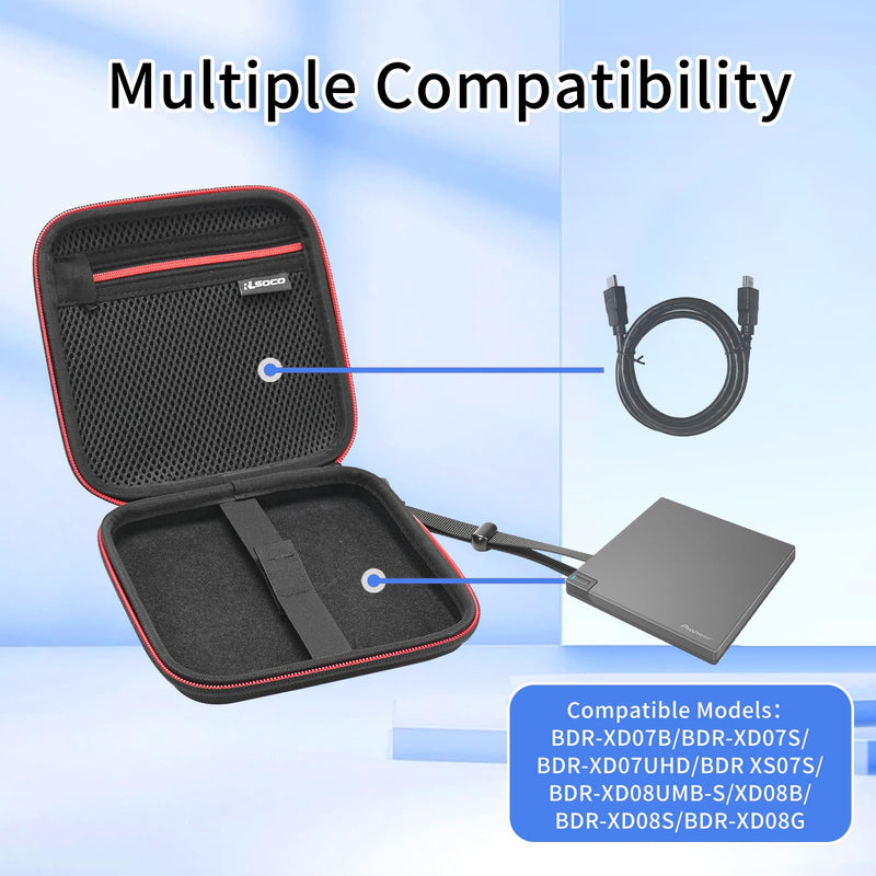 RLSOCO Hard Case for Pioneer BDR-XD08B/BDR-XD08UMB-S/BDR-XD08S/BDR-XS07S/BDR-XD08G/BDR-XD07B External Blu-ray Drive (Case Only)