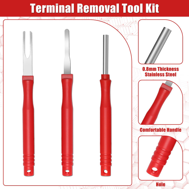 30+4P Terminal Pin Removal Tool Kit, Electrical Connector Depinning Tool Terminal Pin Extractor Tool Kit Wire Terminal Release Tool for Car Household Devices Red