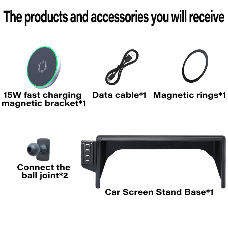 Car Phone Holder for Toyota RAV4 2019-2025 Accessories Apply to 7/8 Inch Touch Screen15W Fast Wireless Charger Screen Fixed Clip Cell Phone Mount Hands-Free 360 Degree Rotation
