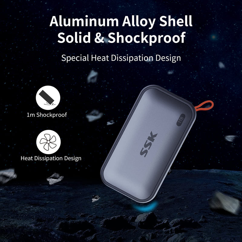 SSK Portable SSD 1TB External Solid State Drives, up to 1050MB/s USB C SSD External Hard Drive USB 3.2 Gen2 for iPhone 15/Pro, Windows, Mac, Android Phones and Tablets 1 TB