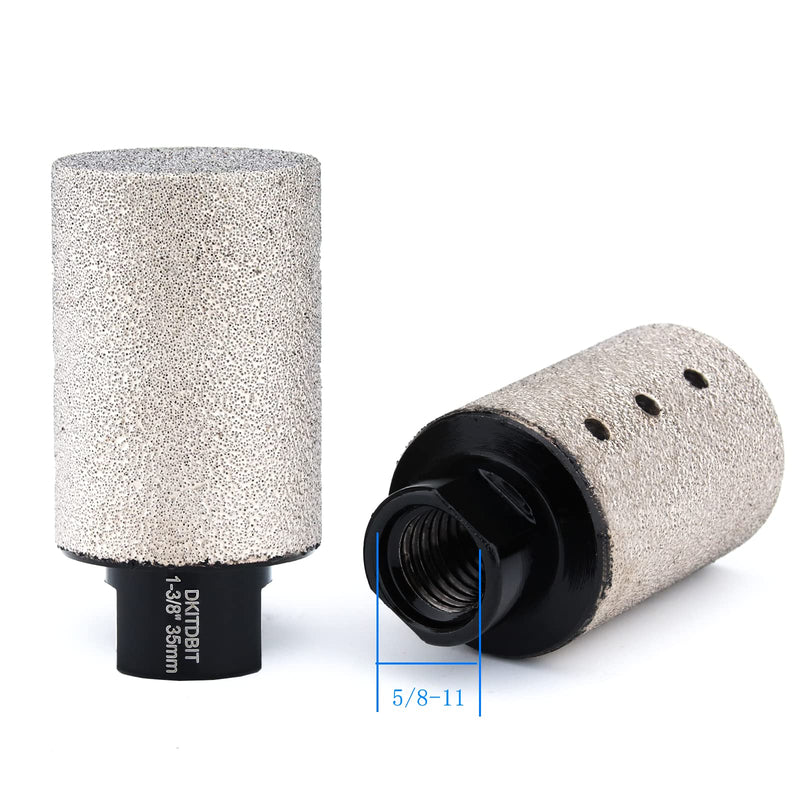 Diamond Coated Finger Bit, 1-3/8" Tile Milling Bit to Enlarge Polish Shape Holes on Porcelain Ceramic Marble Granite Tile Countertop, with 5/8-11 Thread to 3/8" Hex Shank Adapter, Diameter 35mm 1-3/8”（35mm）