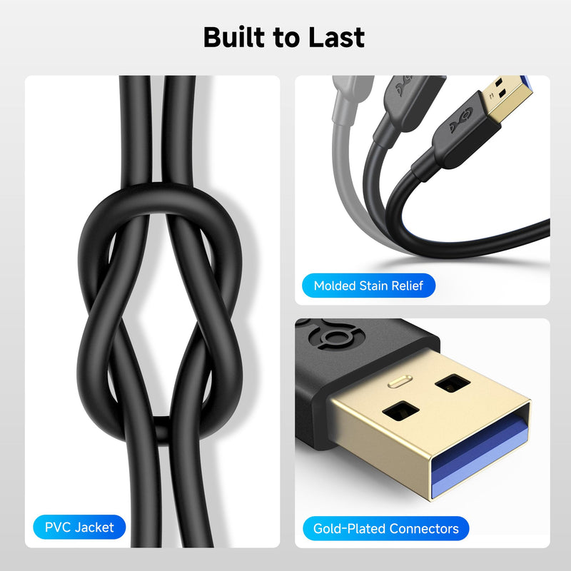Cable Matters 5Gbps Short USB 3.0 Cable - 3ft, Male to Male USBA to USBA Cable, USB Cord, Black 3 Feet 1