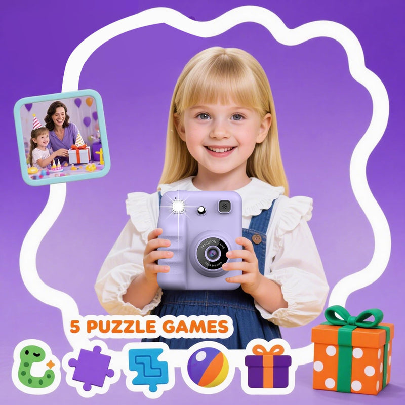 Kids Camera Instant Print, 1080P FHD Kids Digital Camera with 3 Rolls Print Paper, Toddler Portable Travel Cameras Toy, Christmas Birthday Gifts for 3 4 5 6 7 8 9 10 Year Old Boys Girls