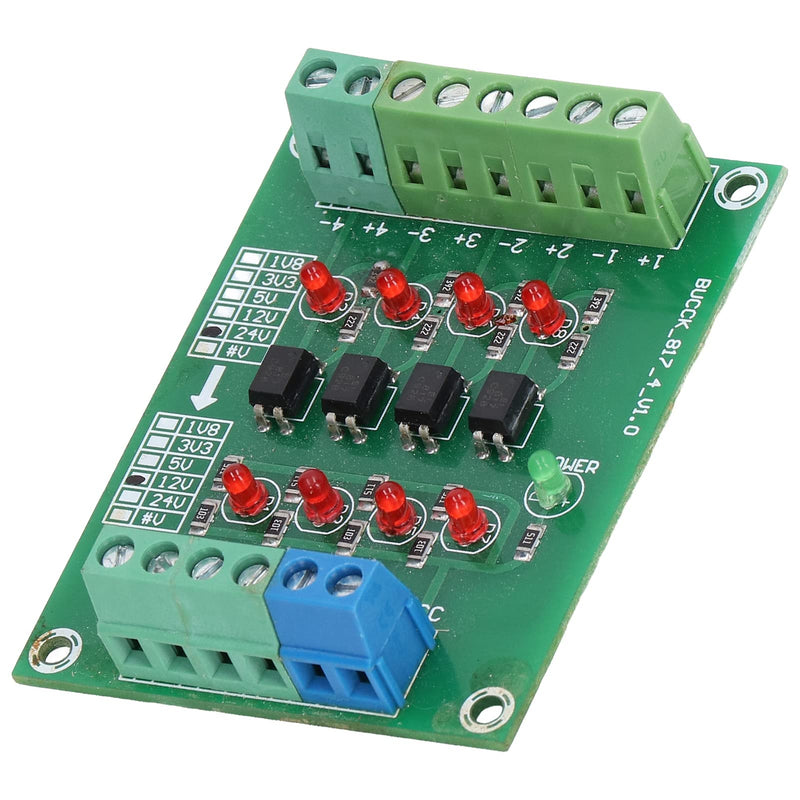 Fyearfly Optocoupler Isolation Card, 4-Channel Optocoupler Isolation Module 24V to 5V PLC Signal Level Voltage Converter Electrical Component, for Pnp to Npn Conversion