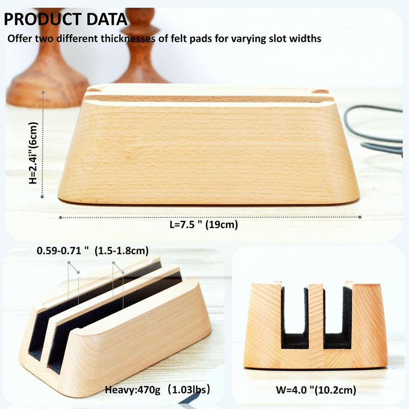 ACODE Wood Vertical Laptop Stand, Laptop Holder for Desk Compatible with MacBook Pro Air Surfaces,Laptops Storage Rack Slot Thickness 0.59" to 0.71"，Vertical Laptop Stand 2 Slots for max 2 Devices 2 Fagus lishizhijia