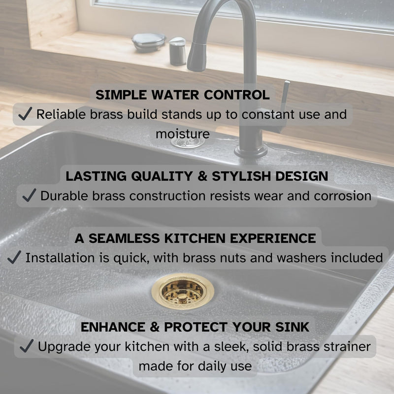 Westbrass D214-01 3-1/2" Post Style Large Kitchen Sink Basket Strainer, Polished Brass 1-Pack