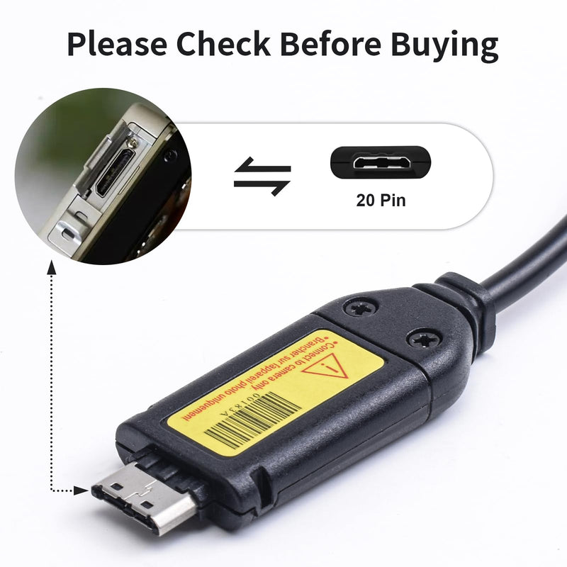 Alitutumao Replacement SUC-C7 SUC-C3 SUC-C5 Camera USB Charging Cable Cord Compatible with Samsung Digital Camera EX, L, WB, S, SL, ST, SH, P, PL Series TL220 SL202 SL605 L200 ST600 PL200 (20 Pin)