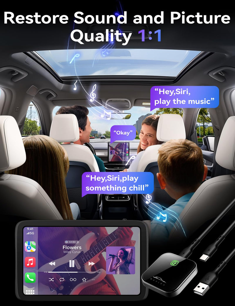 Carplay Wireless Adapter for Apple, 2024 Upgrade Stable Fast Connection for Converts Wired to Wireless carplay Dongle, Wireless Control Plug & Play Carplay for Cars from 2017+ & for iPhone iOS 10+ cosmic gray