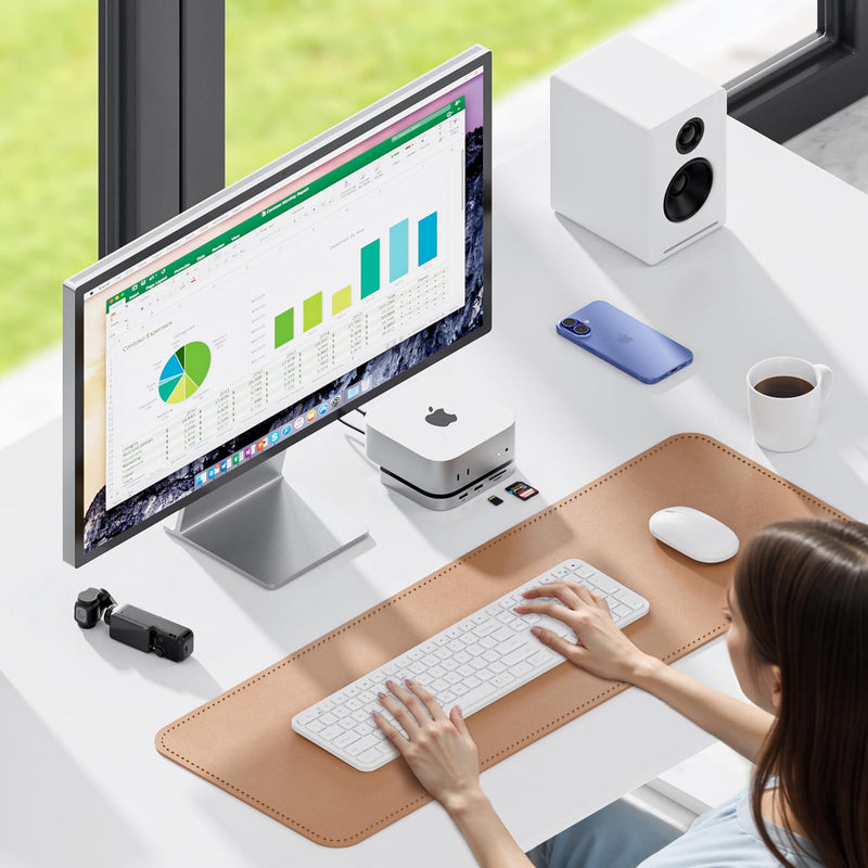 Mac mini M4 Dock, No WiFi Interference PULWTOP Mac mini M4 Hub Stand with M.2 SSD Enclosure (SSD NOT Included), for Mac mini M4 and M4 Pro 2024 with 4K60Hz HDMI, 3 x USB A 2.0, SD/TF, 3.5mm Audio/Mic