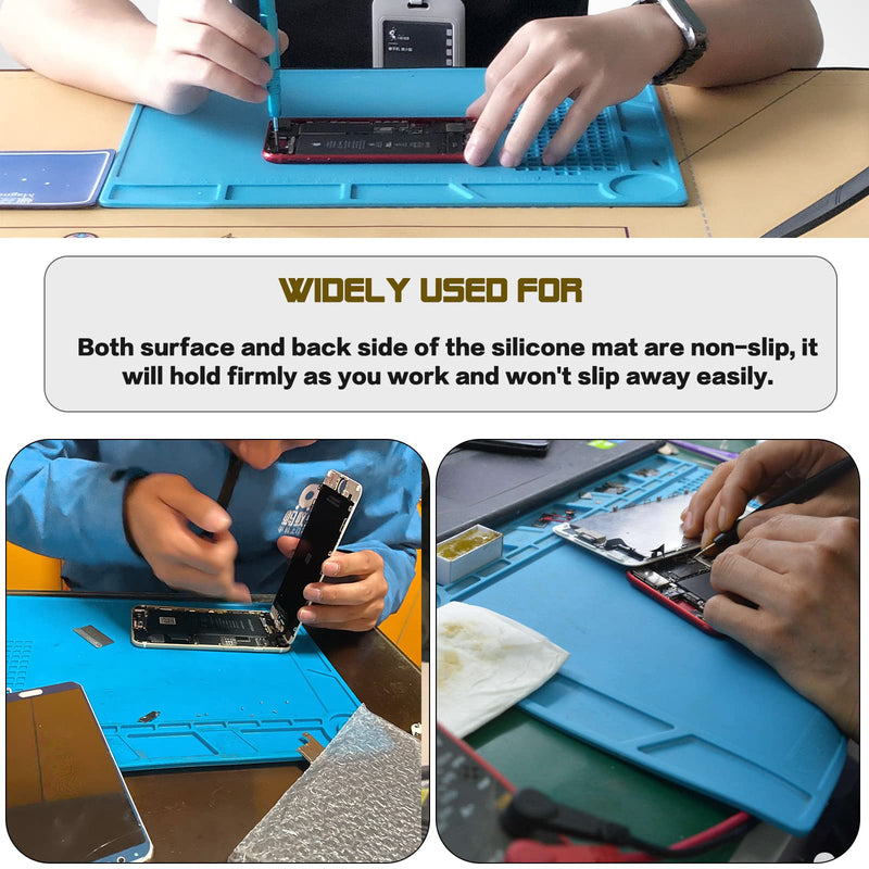 Moendergo Magnetic Silicone Soldering Mat 500°C Heat Resistant Work Repair Mat Electronics Soldering Anti-Static Mat for Soldering Guns Soldering Welding Heat Guns (350mm x 250mm)