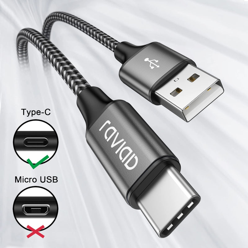 RAVIAD USB C Cable [2Pack 2M] 3.1A Charging Cable USB C Fast Charging Cable Nylon USB C Charging Cable for iPhone 15 Pro Max, Samsung Galaxy S24 S23 S22 S21 S20 Note 10, Huawei P60, Google Pixel, Sony Xperia XZ Gray