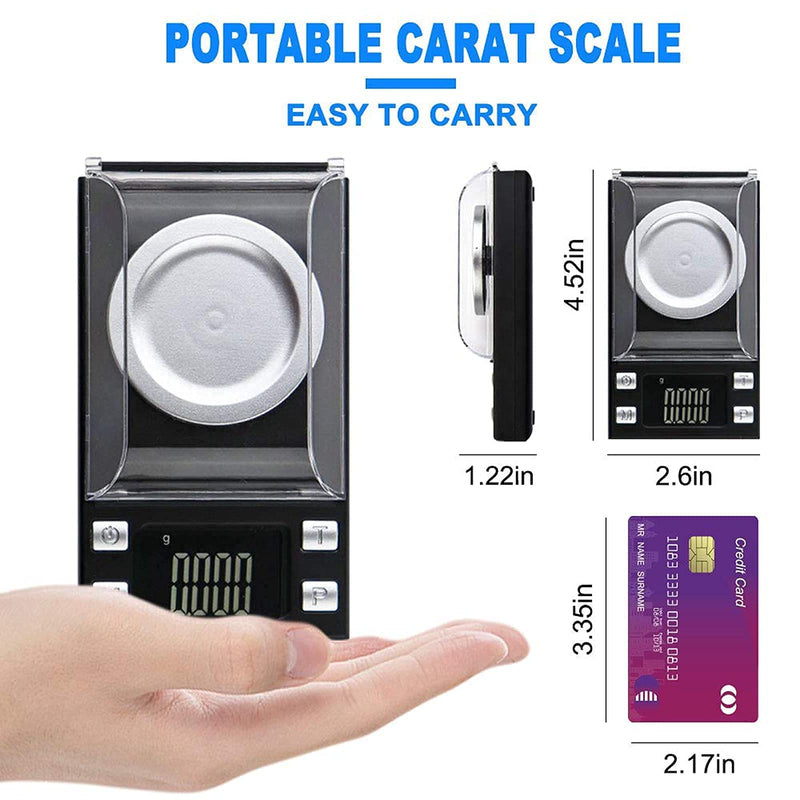 UNIWEIGH Milligram Scale 50g/0.001g,Precision Mini Carat Gram Scale for Powder Medicine,Jewelry,Gem,Reloading,Lab,Pocket Scale with Cal Weight,Professional Mg Scale with Tare,LCD Display,Powder Scoop Black