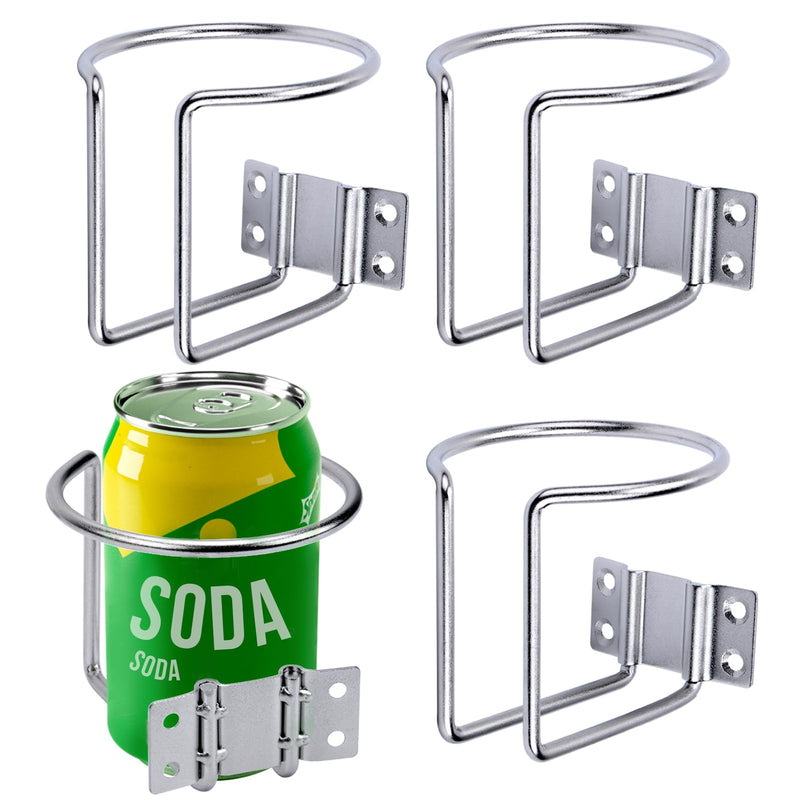 4 pcs Boat Cup Holder,Stainless Steel Universal Drink Holders,Suitable for Boat,Truck,RV,Tractor,Outdoor Wooden Swing. (Silver) Silver