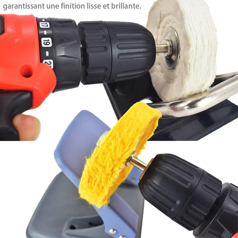 ANBOO 5 Polishing Discs with 2 Sets Polishing Wheel Polishing Pad Polishing Pad with 6mm Drill Chuck for Metal Wood Stone